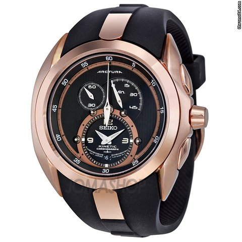 Seiko Kinetic Arctura Chronograph Black Dial Mens Watch SNL060