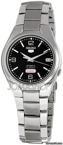 Seiko 5 Black Dial Stainless Steel Mens Watch SNK623