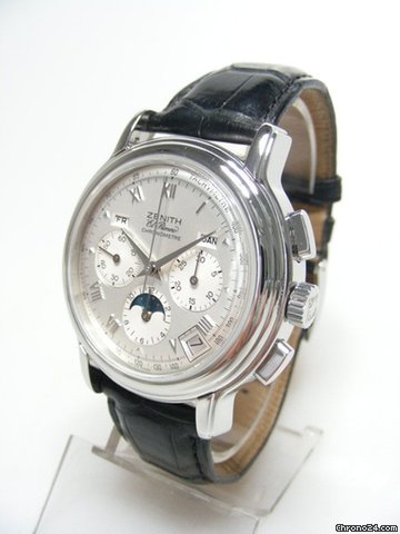 Zenith El Primero Chronomaster steel/acier triple date moon phases/phases de lune cadran silver dial WATCHES 2