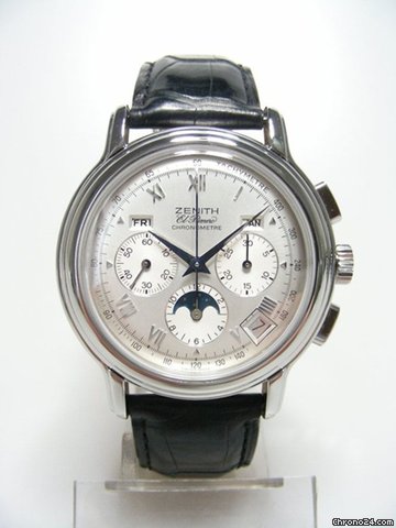Zenith El Primero Chronomaster steel/acier triple date moon phases/phases de lune cadran silver dial
