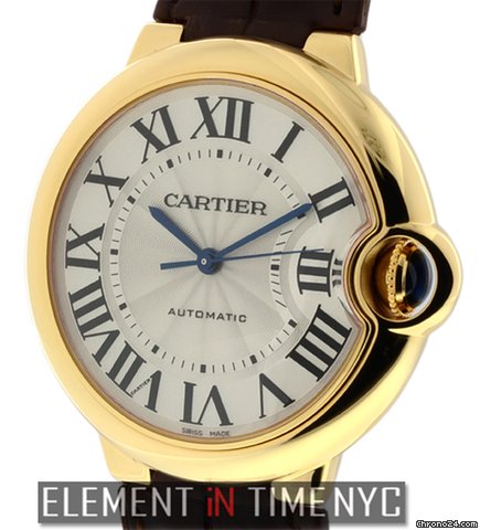 Cartier Ballon Bleu 18k Yellow Gold 36mm Silver Dial W6900356 NIB