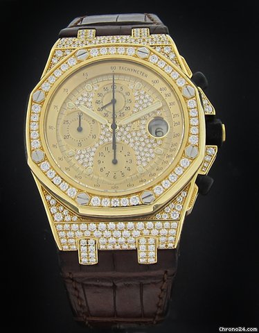 Audemars Piguet Yellow Gold Offshore Full Diamond Watch 26067BA