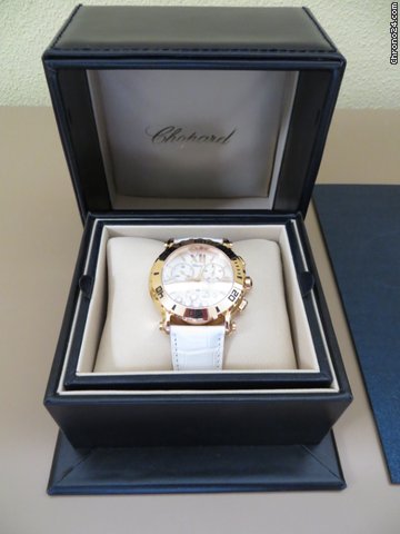 Chopard ''HAPPY SPORT CHRONOGRAPH''750 ROSE/5-BRILL./1SAFIR/KROKO