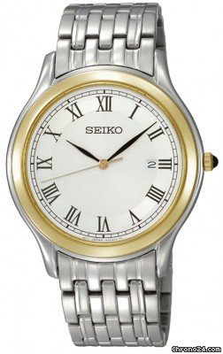 Seiko Two-Tone Dress Silver Dial Stainless Steel Mens Watch SKK706P1