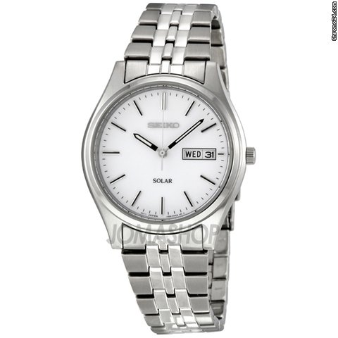 Seiko Solar White Dial Mens Watch SNE031