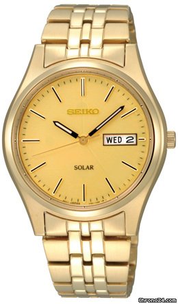 Seiko Solar Champagne Dial Mens Watch SNE036