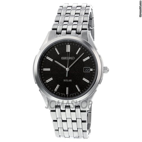 Seiko Solar Date Black Dial Mens Watch SNE127