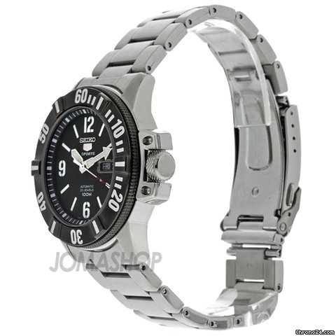 replica Seiko 5 Sports Black Dial Stainless Steel Mens Watch SNZG83 WATCHES 1 