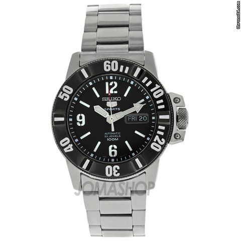 Seiko 5 Sports Black Dial Stainless Steel Mens Watch SNZG83