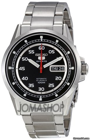 Seiko 5 Automatic Black Dial Stainless Steel Mens Watch SNZH23