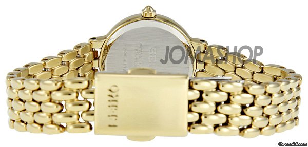 replica Seiko Gold-tone Dress White Dial Solar Quartz Ladies Watch SUP022 WATCHES 1 