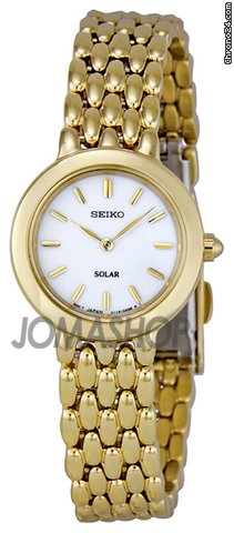 Seiko Gold-tone Dress White Dial Solar Quartz Ladies Watch SUP022