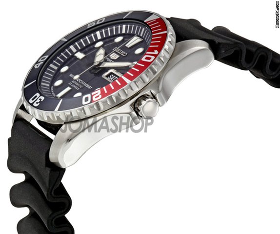 Seiko 5 Sports Automatic Blue Dial Red Bezel Black Strap Mens Watch SNZF15J2 WATCHES 2