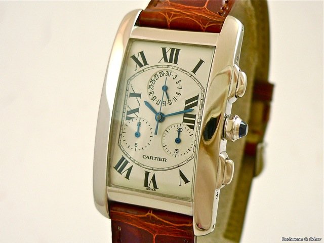 Cartier Tank Americaine, Chronoflex, 18k White Gold