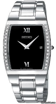 Seiko Diamond Steel Black Mens Watch SKP319
