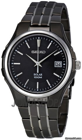 Seiko Solar Date Black Dial Mens Watch SNE125