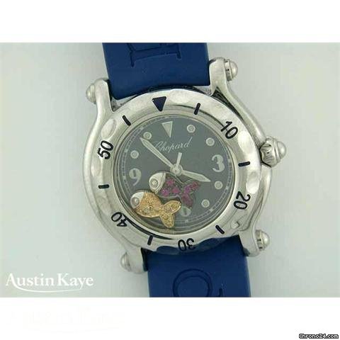 replica Chopard Happy Sport steel quartz on blue rubber strap WATCHES 1 