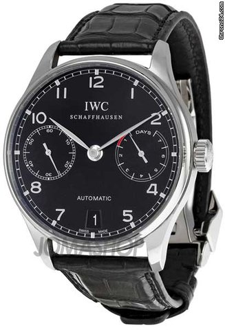 IWC Portuguese Automatic Steel Black Mens Watch IW500109