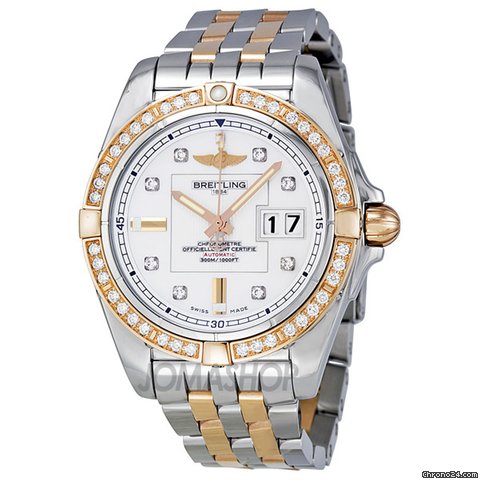 Breitling Galactic 41 Mother of Pearl Steel and Gold Mens Watch C49350LA-A706TT