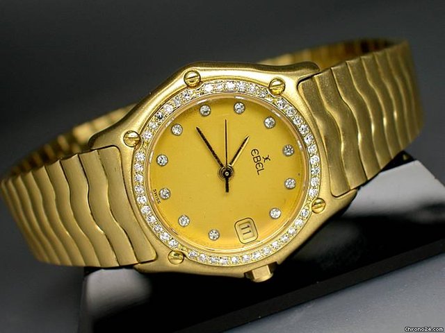 Ebel "CLASSIC WAVE" 18K/750 Gelbgold mit Diamantbesatz