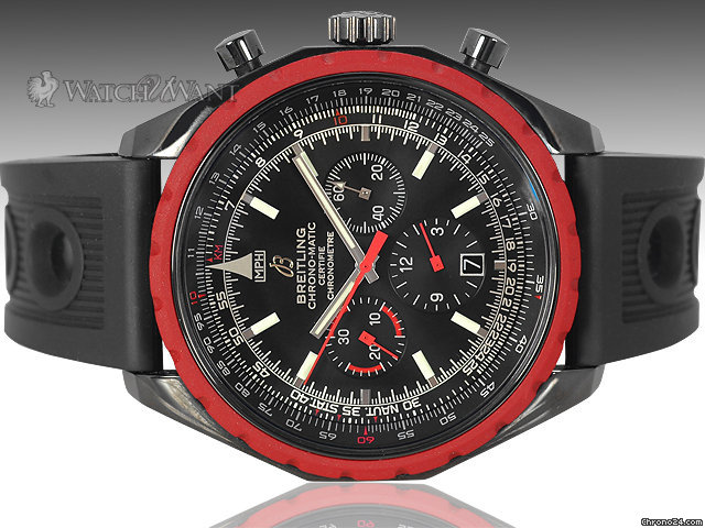 Breitling Navitimer Chronomatic 49 BlackSteel Automatic Chronograph - 49mm Stainless Steel - Ref A14360 - Special Edition 1000 Pieces - RED Rubber Coated Pilots Bezel - Brand New In Box