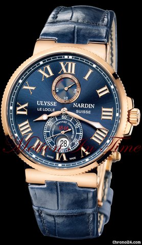 Ulysse Nardin Maxi Marine Chronometer 43mm Rose Gold "Royal Blue" on Croco