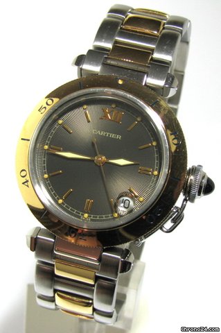 Cartier PASHA C35 AUTOMATIK DATUM EDELSTAHL 18 Kt Gold