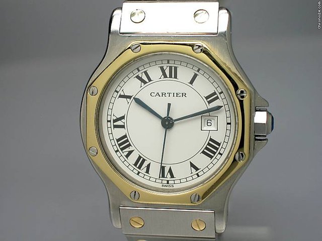 replica Cartier "Santos de Cartier Ronde" Automatic- Edelstahl/18K/750 GG WATCHES 1 