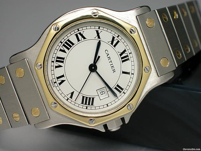 Cartier "Santos de Cartier Ronde" Automatic- Edelstahl/18K/750 GG