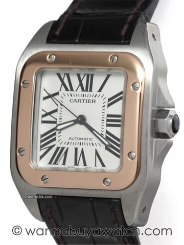 Cartier Santos 100 18K/PG Mid-Size / stk#40758
