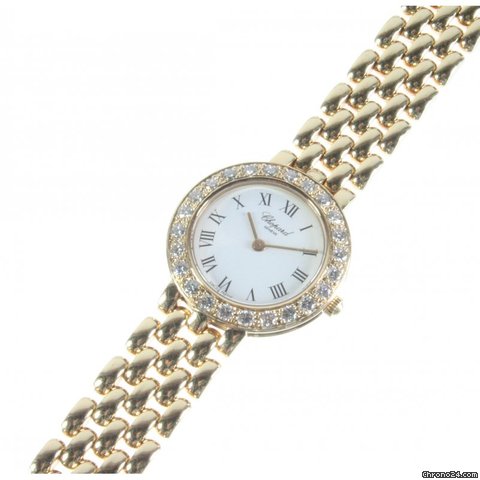 replica Chopard Damenuhr 750er Gelbgold, Brillantl��nette mit 24 Diamanten WATCHES 1 