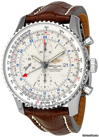 Breitling Navitimer World Silver Dial Automatic Mens Watch A2432212-G571BRCD