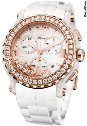 Chopard Happy Sport White Diamond Dial Chronograph Ladies Watch 288515-9002