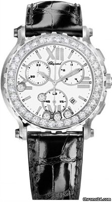 Chopard Happy Sport White Dial Chronograph Diamond Ladies Watch 288506-2001