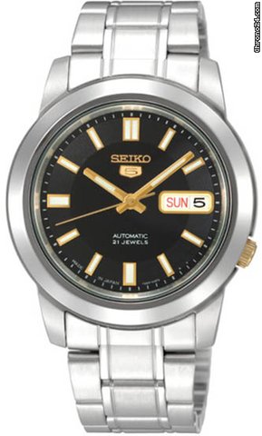 Seiko 5 Automatic Stainless Steel Black Dial Mens Watch SNKK17