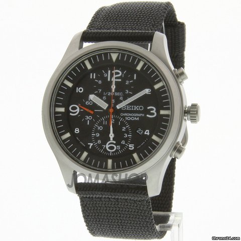 Seiko Criteria Chronograph Black Dial Black Nylon Mens Watch SNDA57