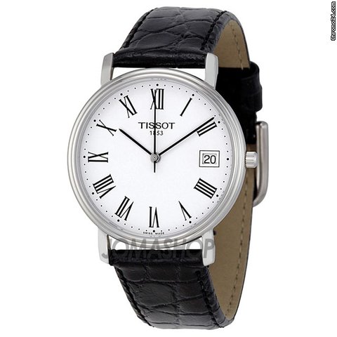 Tissot T-Classic Desire White Dial Black Leather Mens Watch T52142113