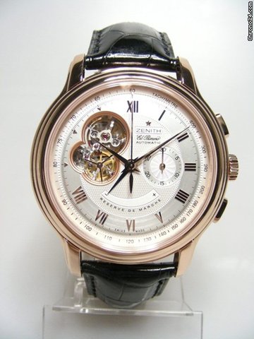 Zenith El Primero Open XXT 45mm power reserve chronographe 45mm or rose gold grande taille/big size cadran silver dial