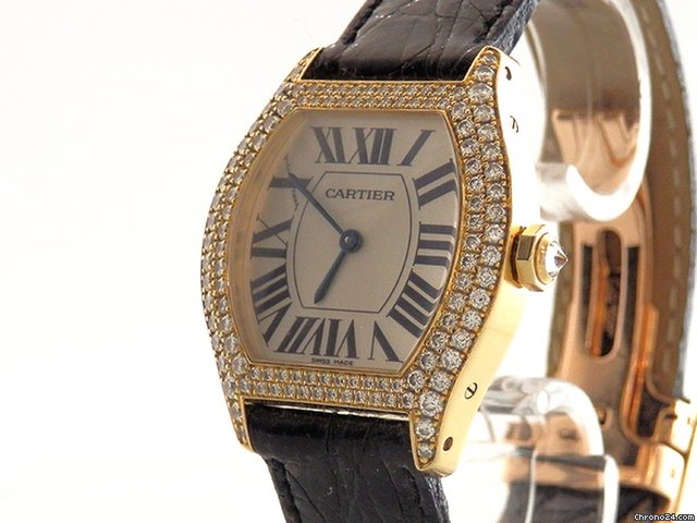 replica Cartier "Tortue", 18K Gelbgold, Leder, wei es Zifferblatt, Orig.-Bes WATCHES 1 