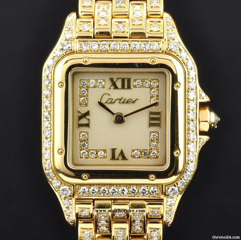 Cartier 18k Y/Gold Diamond Set Case/Bracelet  Ladies Panther