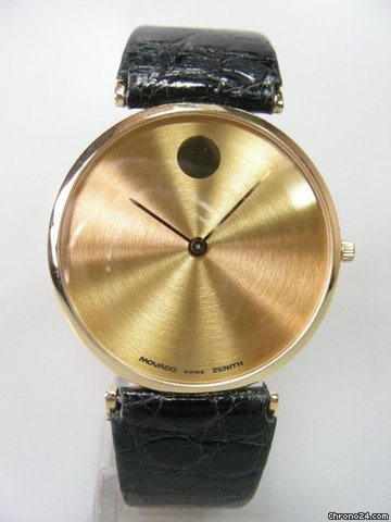 Movado Museum vintage grande taille yellow gold extra plate