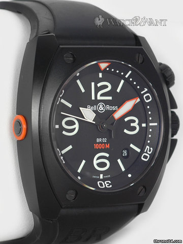 replica Bell & Ross BR02 1000m PVD Divers Instrument - 44mm Black PVD/DLC Coated Stainless Steel - Boxes/Papers 100% Complete & As-New WATCHES 1 