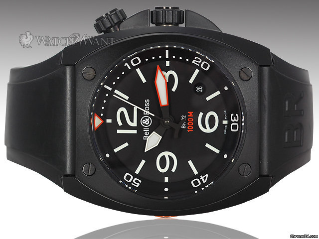 Bell & Ross BR02 1000m PVD Divers Instrument - 44mm Black PVD/DLC Coated Stainless Steel - Boxes/Papers 100% Complete & As-New