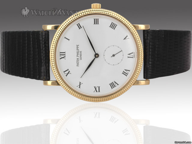 Patek Philippe Mens Calatrava - Reference 3919 J - 33mm 18k Yellow Gold - Hobnail Textured Bezel - Discontinued Model