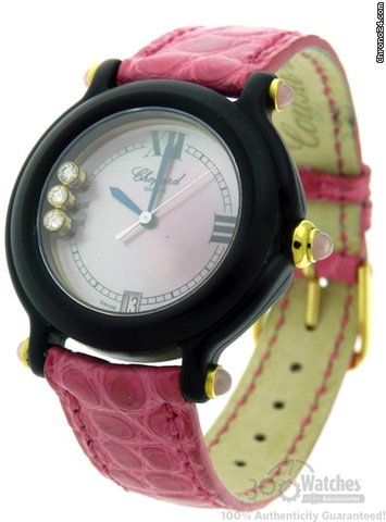 Chopard "Be Happy" Pink MOP Diamond Quartz Date 32mm Watch