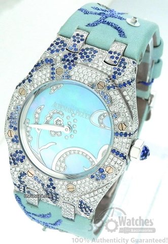 Audemars Piguet Lady Royal Oak Mother of Pearl Dial Diamond Sapphire Watch