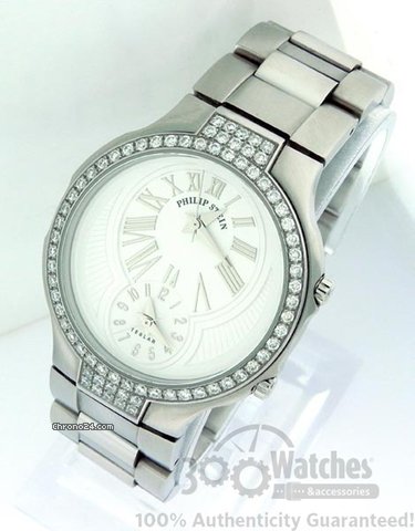 Philip Stein Teslar Dual Time Diamond Mid Size Watch