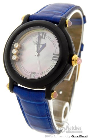 Chopard "Be Happy" Pink MOP Diamond Quartz Date 32mm Watch