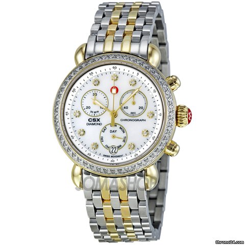 Michele CSX 36 Mother of Pearl Diamond Dial Two Tone Ladies Watch MWW03M000158
