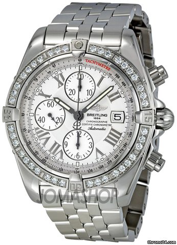 Breitling Chronomat Beige Dial Diamond Bezel Mens Watch A1335653-A653S